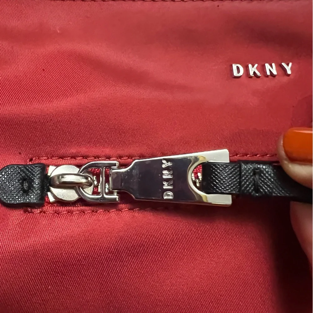 DKNY Gia Red with Black Strap Nylon Crossbody bag